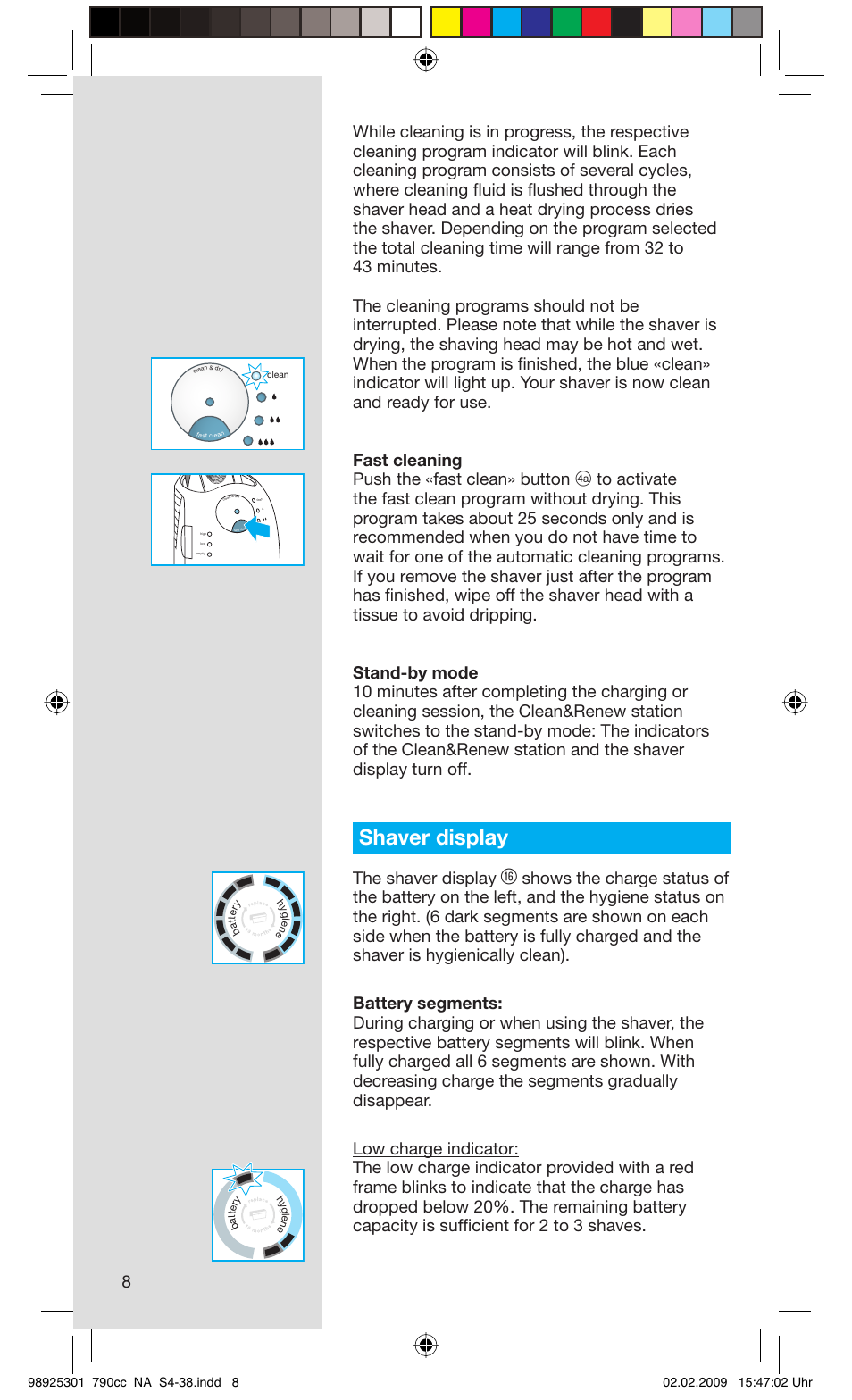 Shaver display, The shaver display | Braun 5692 User Manual | Page 8 / 35