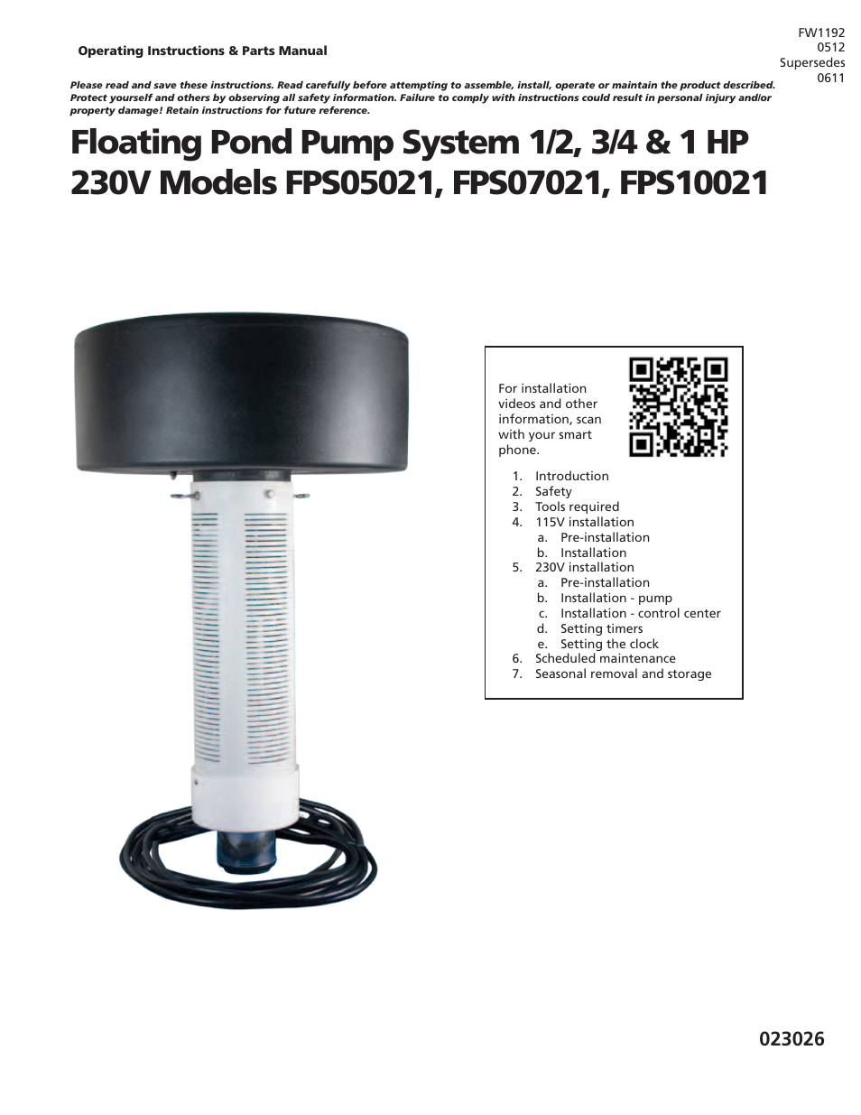 Flint & Walling 230V Pond and Fountain Systems FPS10021 User Manual | 8 pages