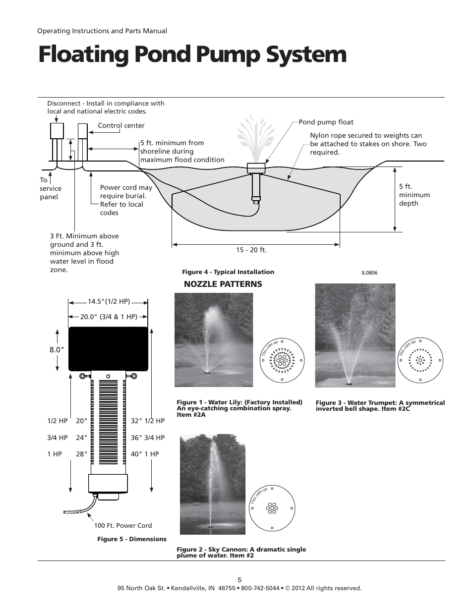 Floating pond pump system, Nozzle patterns, Il0807 | Flint & Walling 230V Pond and Fountain Systems FPS10021 User Manual | Page 5 / 8