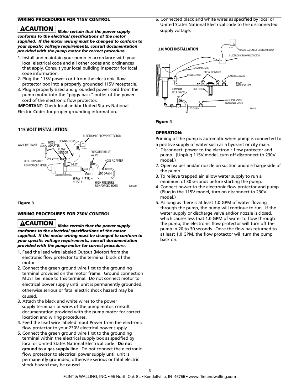 115 volt installation | Flint & Walling Booster Pump Flow Protector Instructions User Manual | Page 3 / 4
