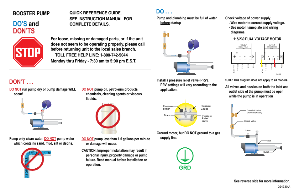 Flint & Walling Pressure Booster Pumps Quick Start Guide User Manual | 2 pages