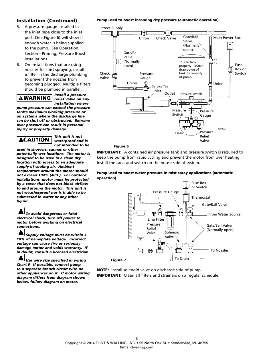 Installation (continued) | Flint & Walling Pressure Booster Pumps Instructions User Manual | Page 6 / 15