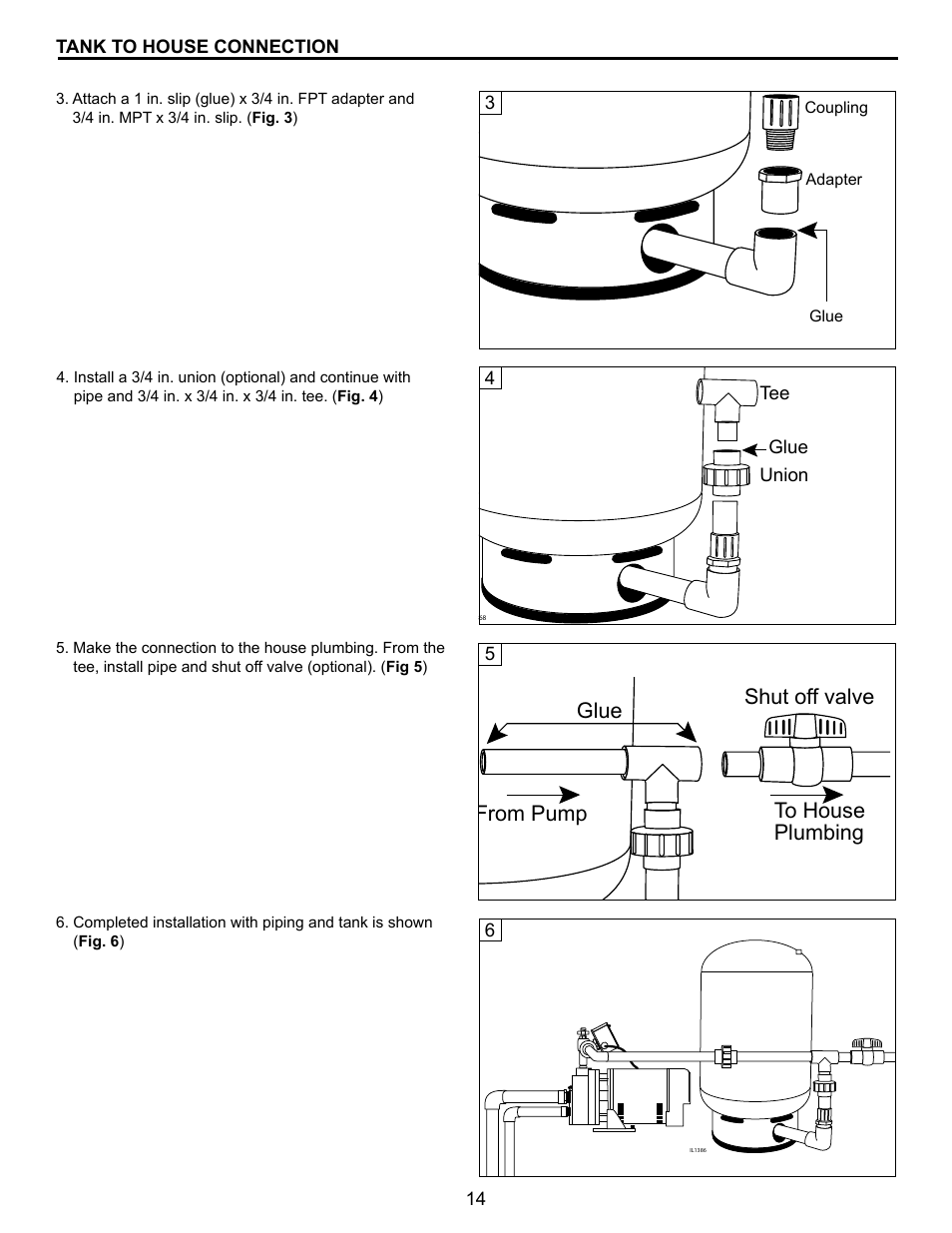 Glue to house plumbing from pump shut off valve | Flint & Walling CPJS Shallow Well User Manual | Page 14 / 24