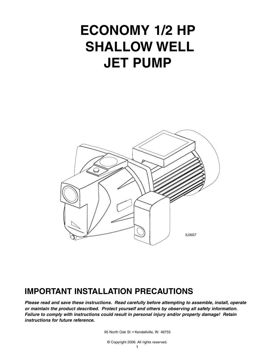 Flint & Walling FJ Shallow Well User Manual | 10 pages