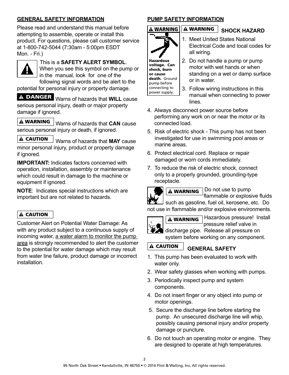 Flint & Walling City Pressure Booster VP10 User Manual | Page 2 / 8