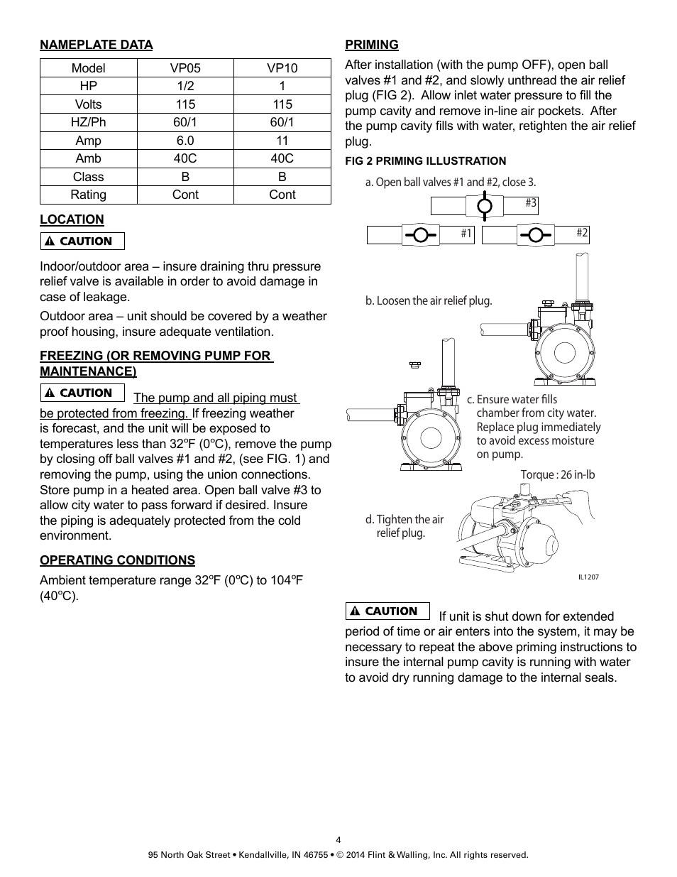 Flint & Walling City Pressure Booster VP10 User Manual | Page 4 / 8