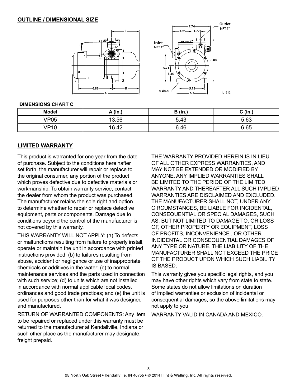 Flint & Walling City Pressure Booster VP10 User Manual | Page 8 / 8