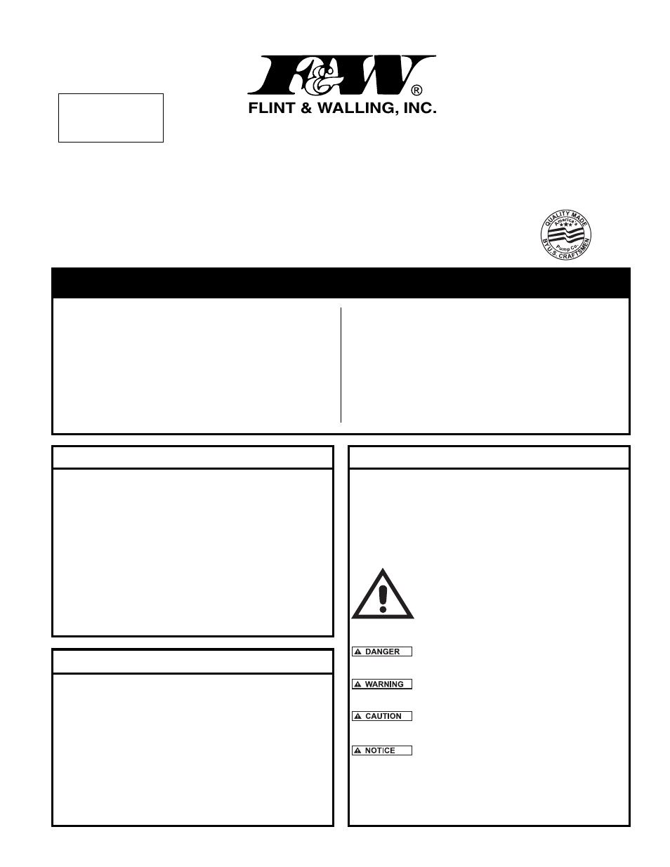 Flint & Walling Multi-Stage Effluent 4 (10 cm) Submersible Pump User Manual | 8 pages