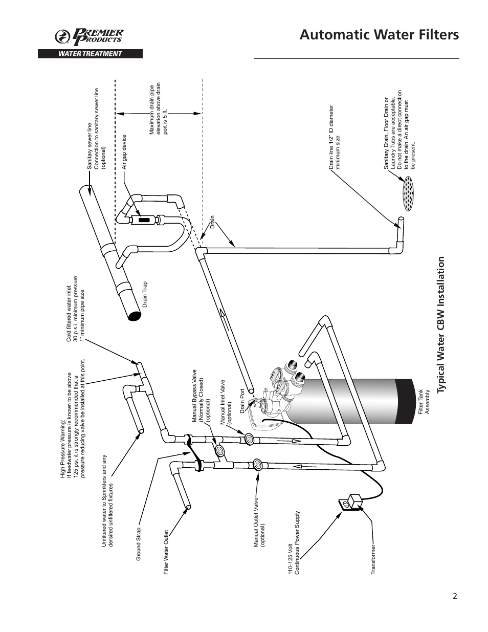 Automatic water filters, Remier, Typical w ater cbw installation | Flint & Walling CCF Series Air Induction Water Treatment Systems User Manual | Page 2 / 12