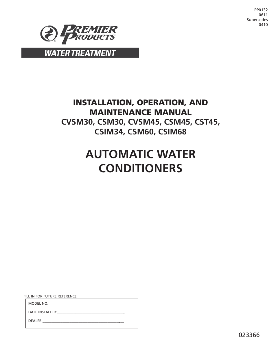 Flint & Walling CSM, CVSM Two-Tank Water Softeners User Manual | 15 pages