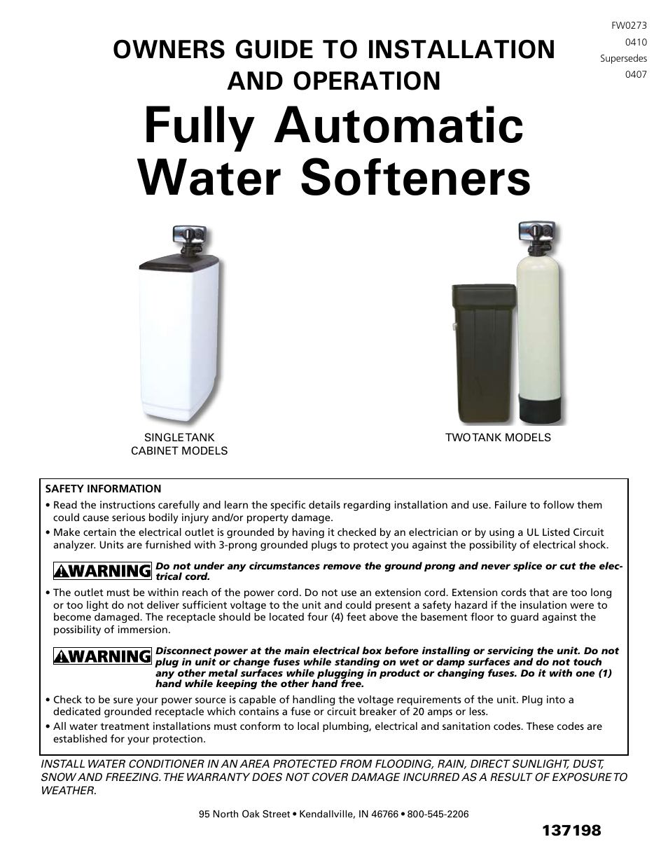 Flint & Walling P07EC24 Single Tank Water Softener User Manual | 38 pages