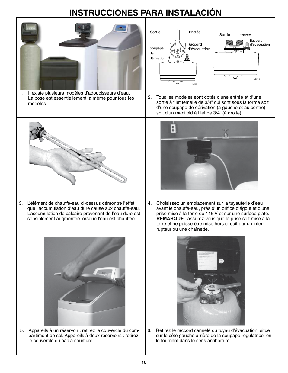 Instrucciones para instalación | Flint & Walling P07EC24 Single Tank Water Softener User Manual | Page 16 / 38