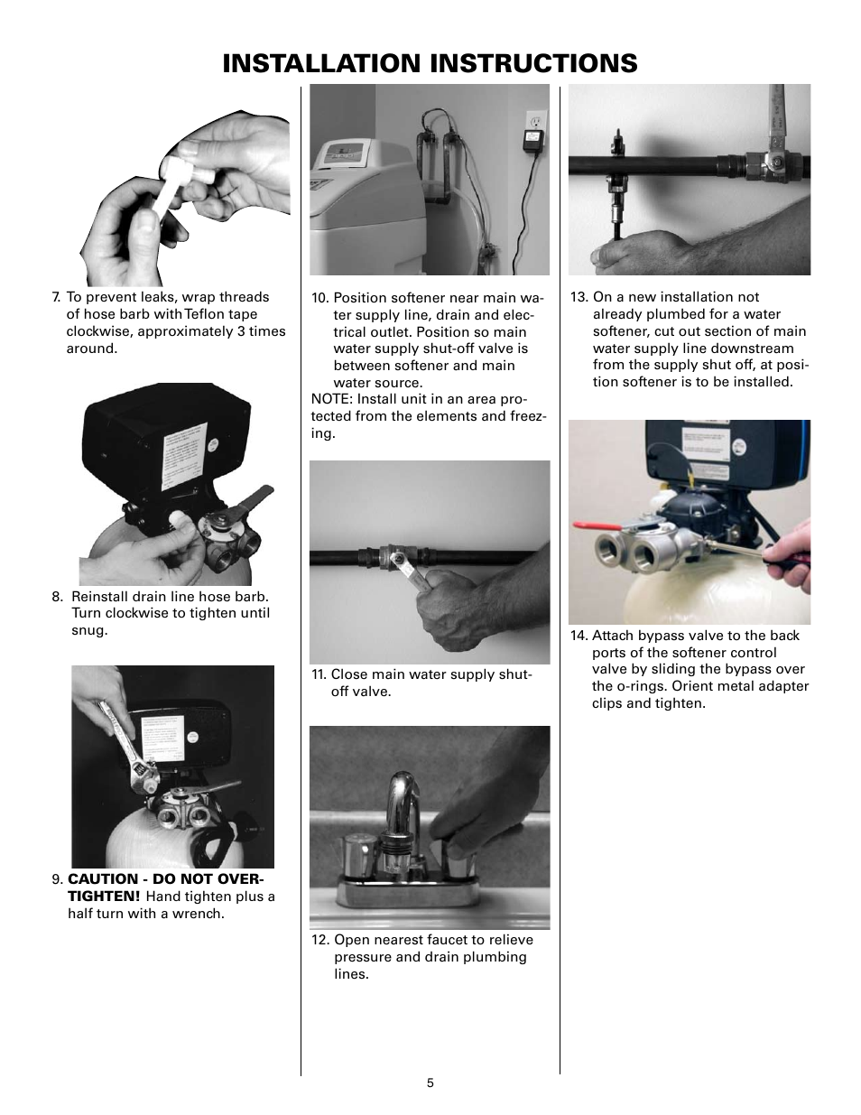 Installation instructions | Flint & Walling P07EC24 Single Tank Water Softener User Manual | Page 5 / 38