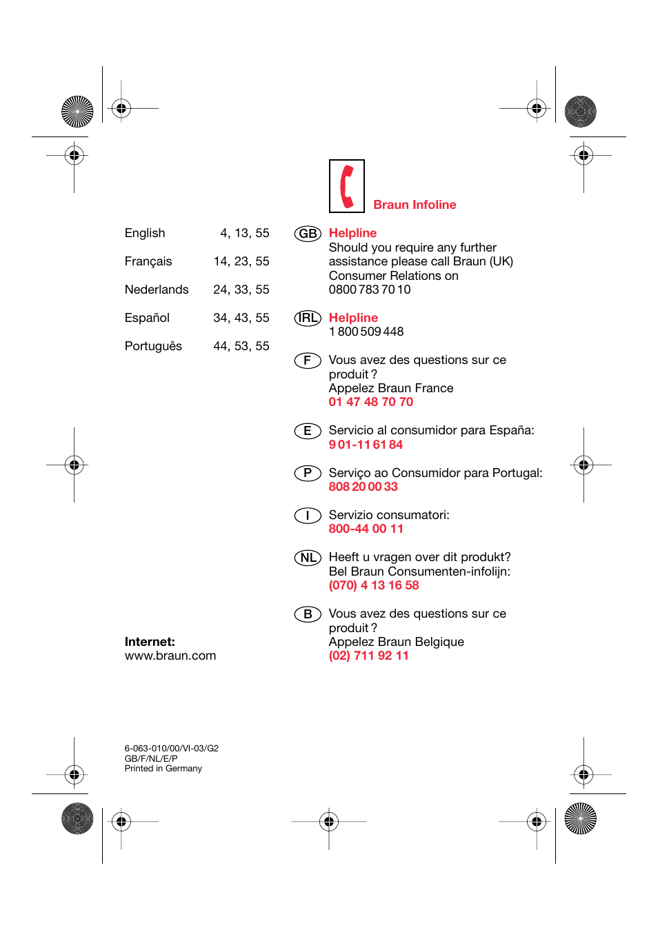 Braun BP2550 User Manual | Page 2 / 62