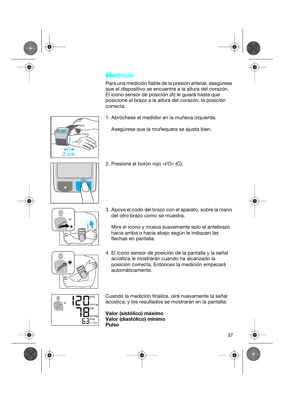 Medición | Braun BP2550 User Manual | Page 37 / 62