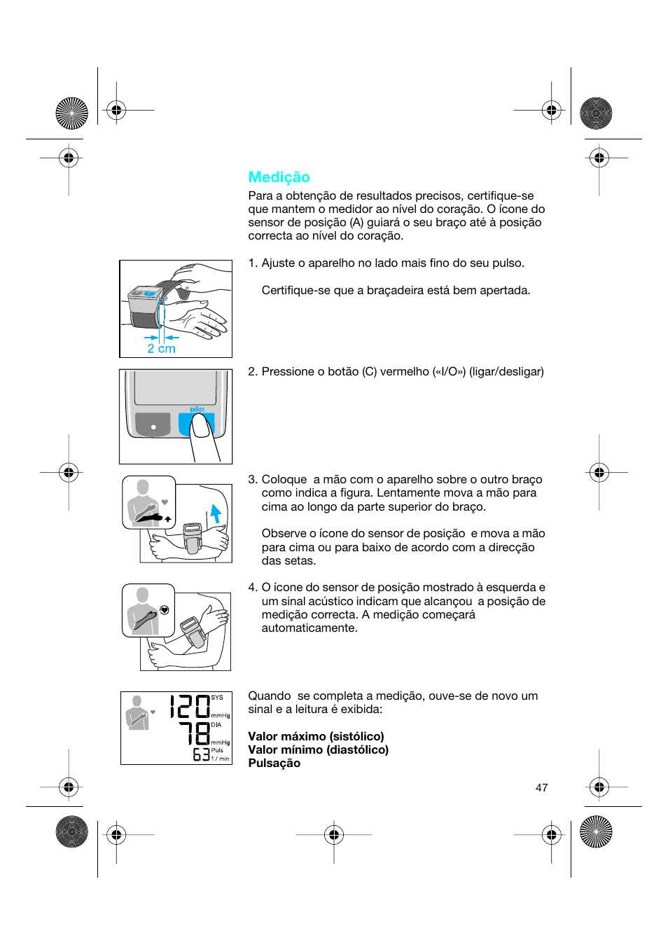 Medição | Braun BP2550 User Manual | Page 47 / 62