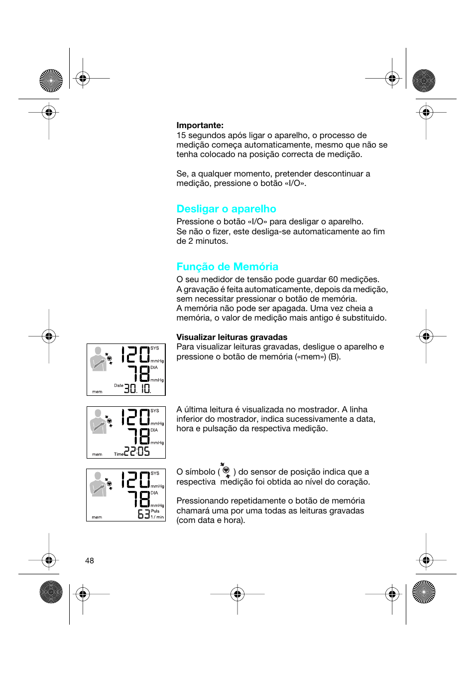 Desligar o aparelho, Função de memória | Braun BP2550 User Manual | Page 48 / 62