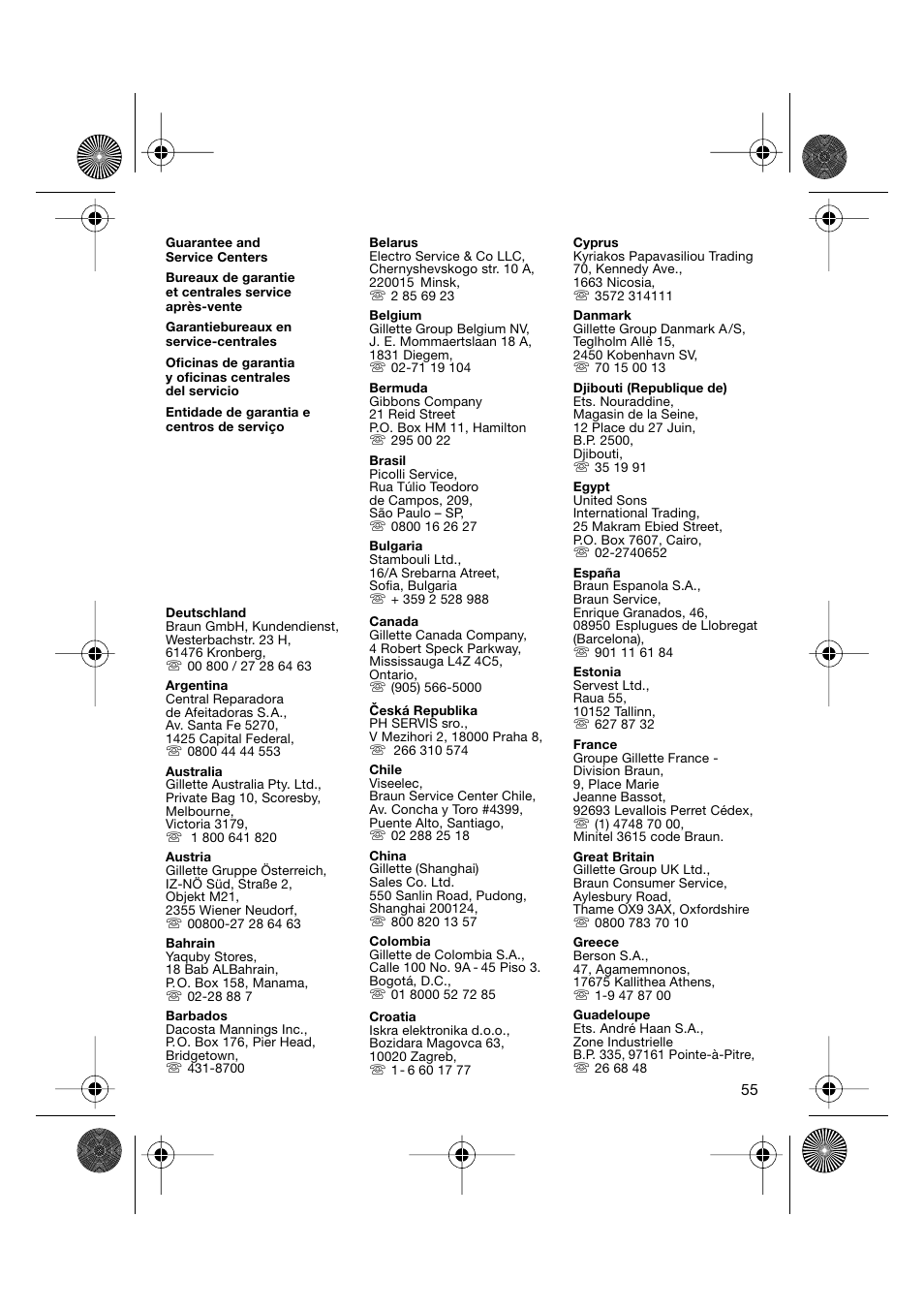 Braun BP2550 User Manual | Page 55 / 62