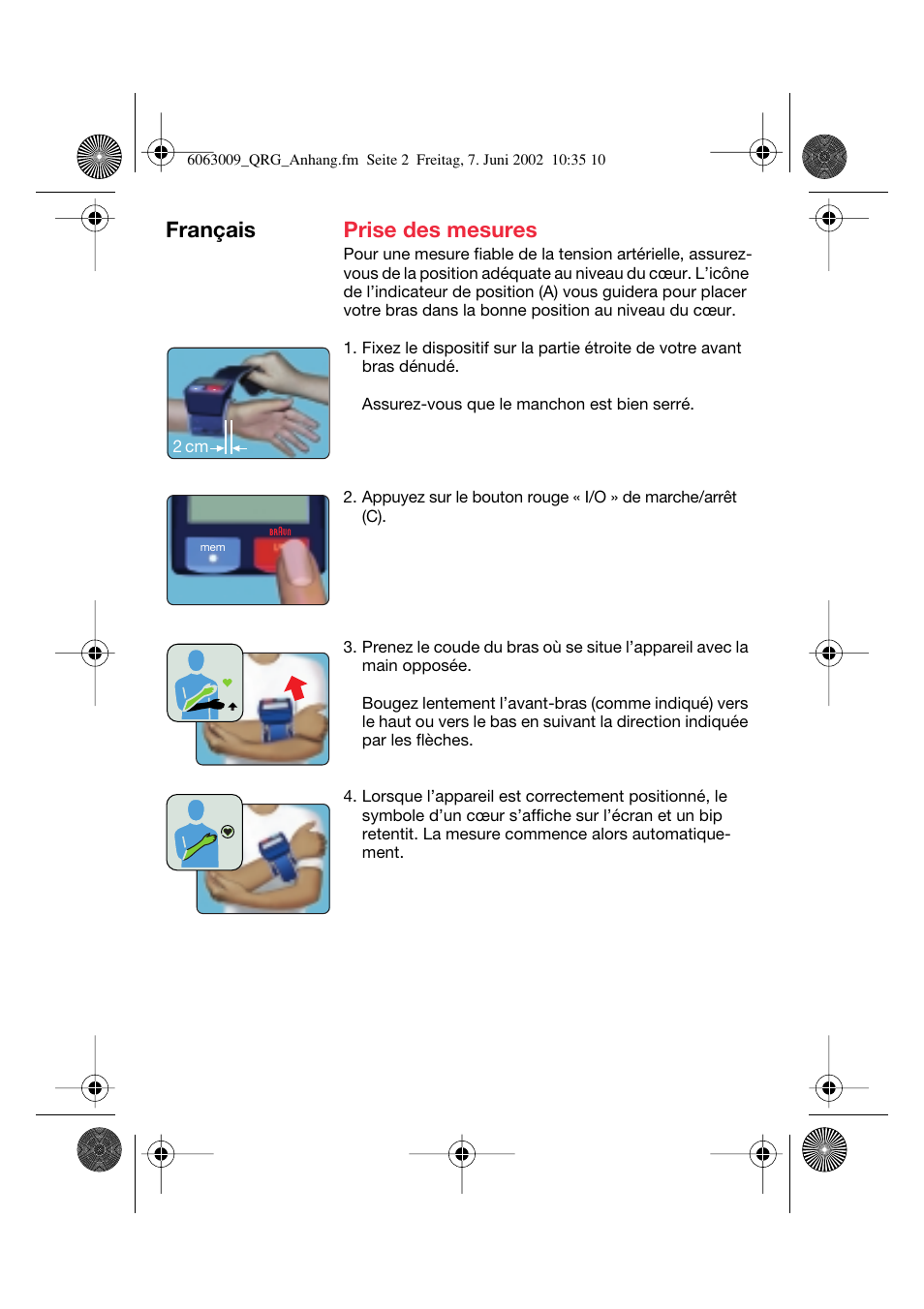 Prise des mesures, Français | Braun BP2550 User Manual | Page 59 / 62