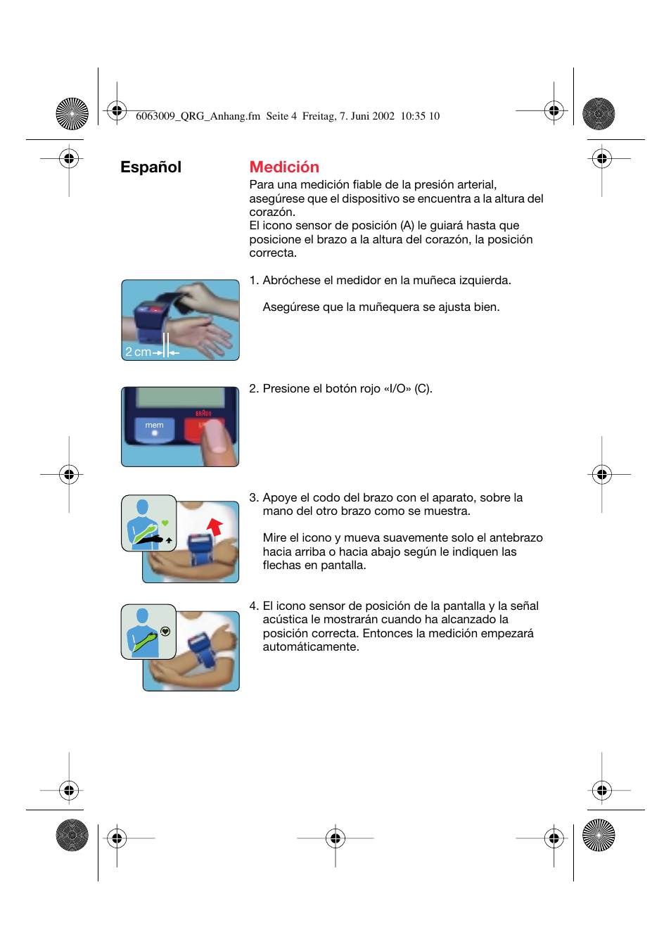 Medición, Español | Braun BP2550 User Manual | Page 61 / 62