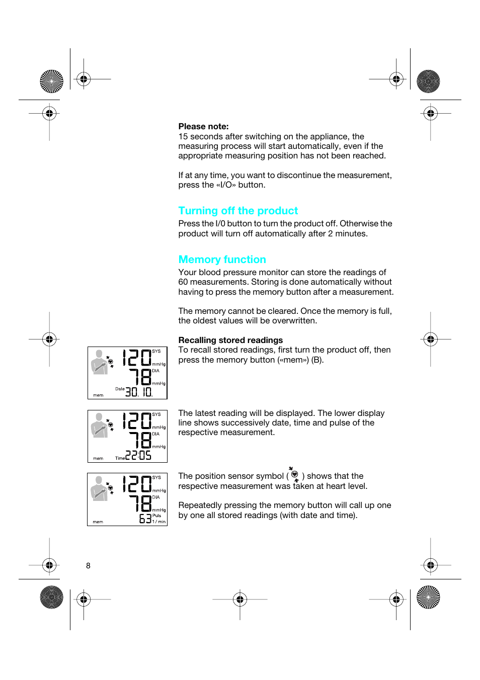 Turning off the product | Braun BP2550 User Manual | Page 8 / 62