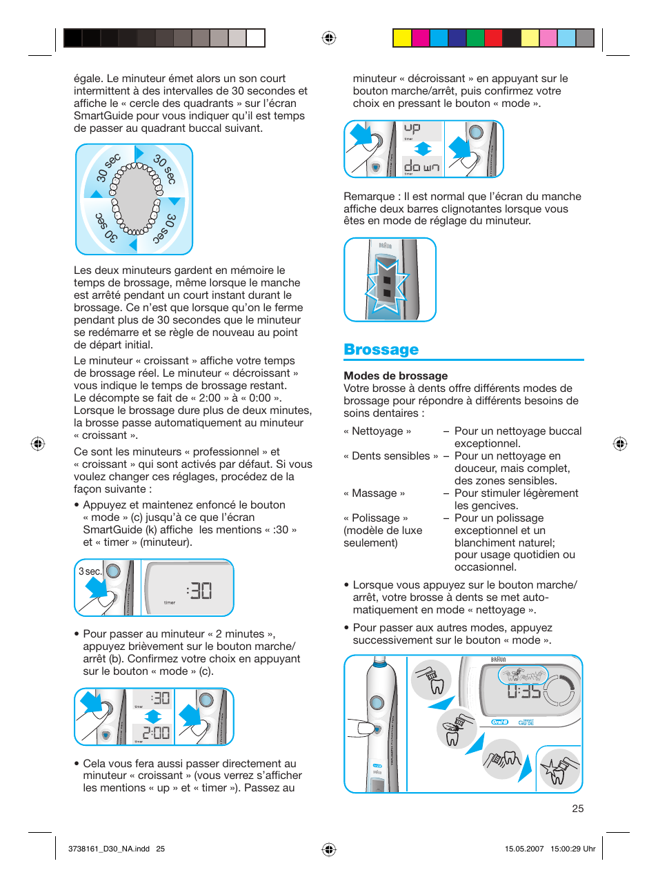 Brossage | Braun Triumph Toothbrush User Manual | Page 25 / 30