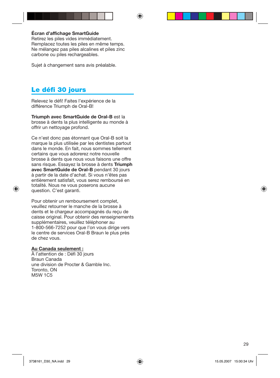 Le défi 30 jours | Braun Triumph Toothbrush User Manual | Page 29 / 30