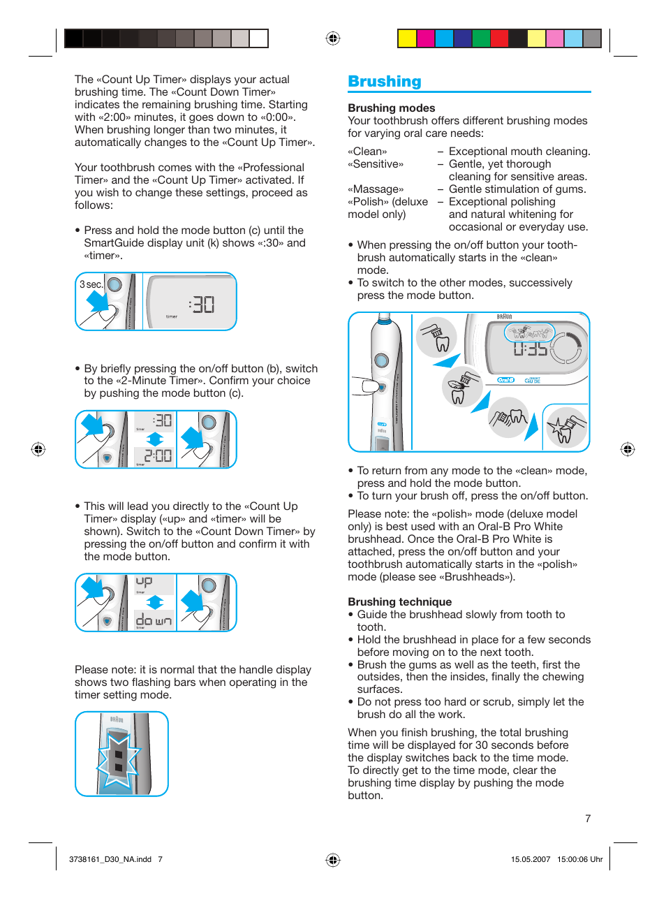 Brushing | Braun Triumph Toothbrush User Manual | Page 7 / 30