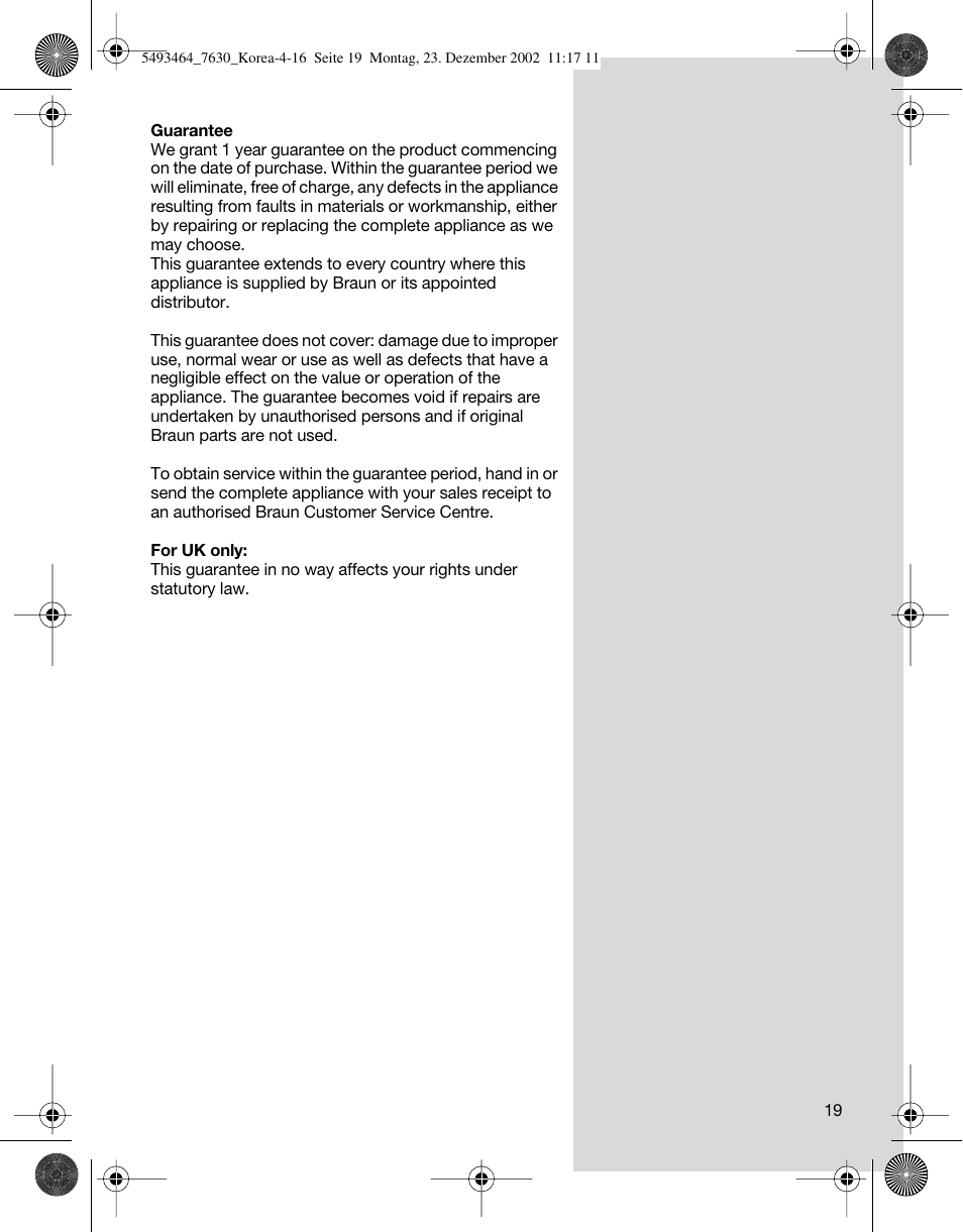 Braun SyncroSystem 7630 User Manual | Page 19 / 19