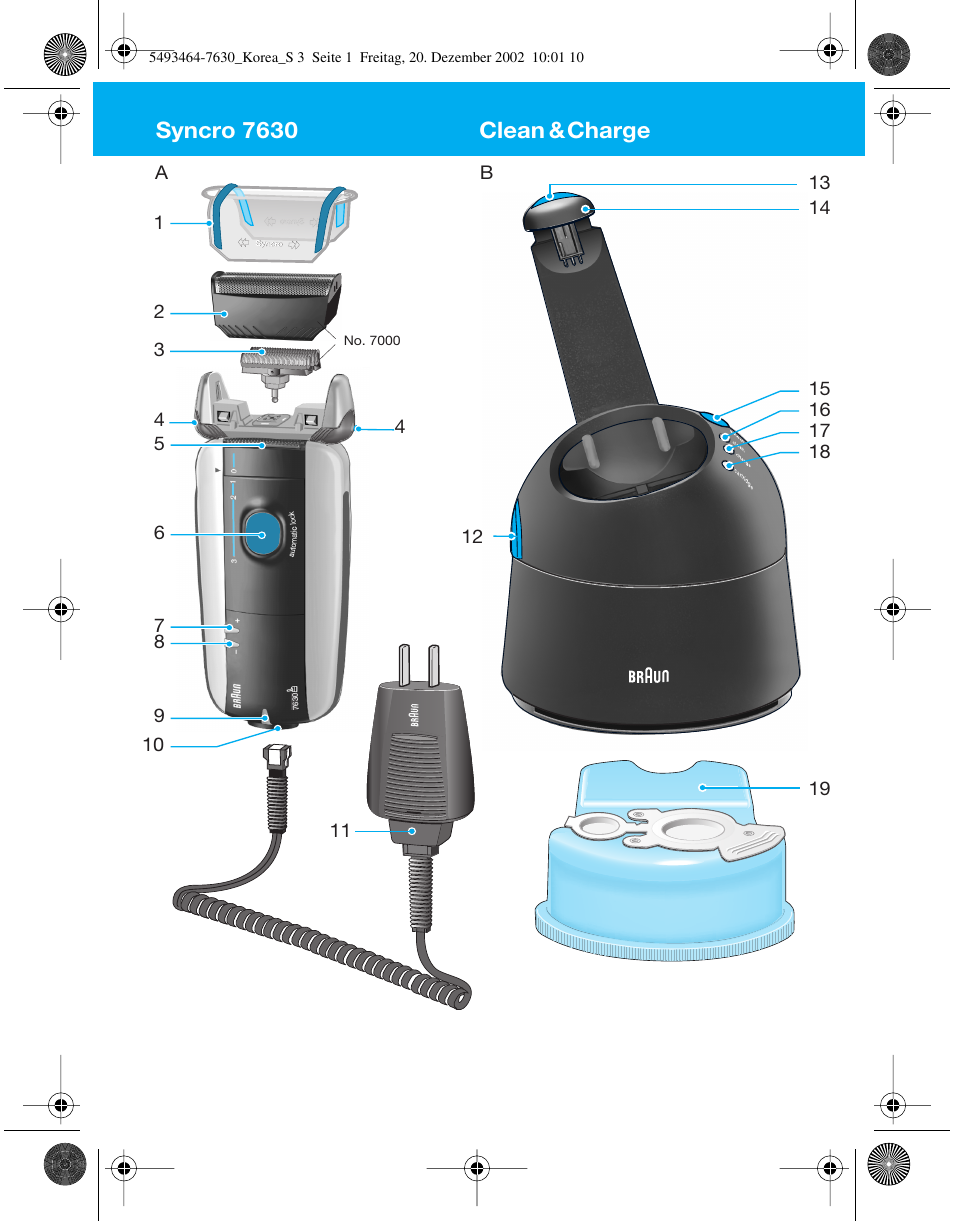Syncro 7630, Clean &charge | Braun SyncroSystem 7630 User Manual | Page 3 / 19