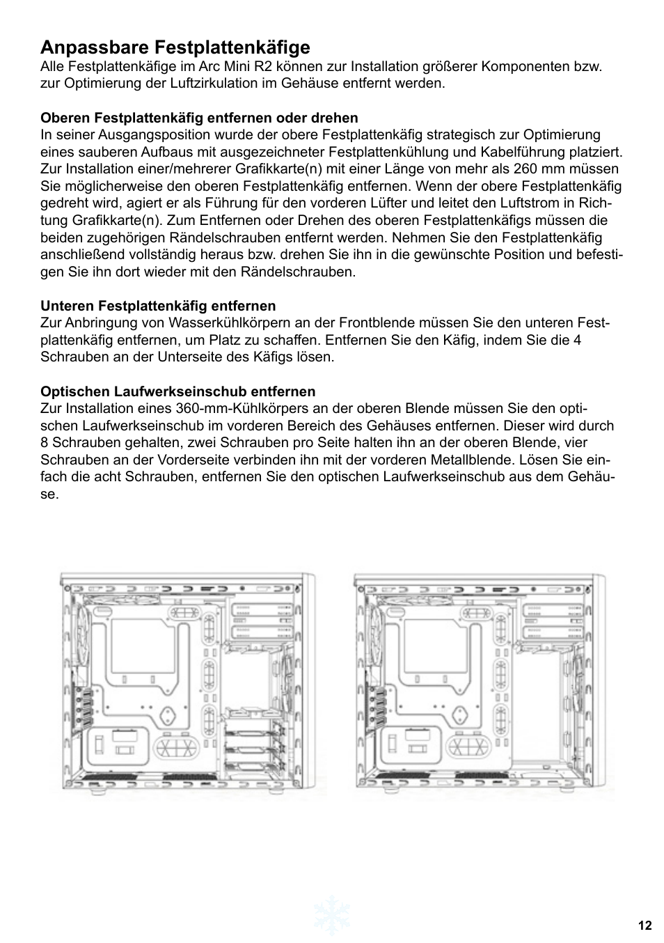 Anpassbare festplattenkäfige | Fractal Design Arc Mini R2 User Manual | Page 13 / 45