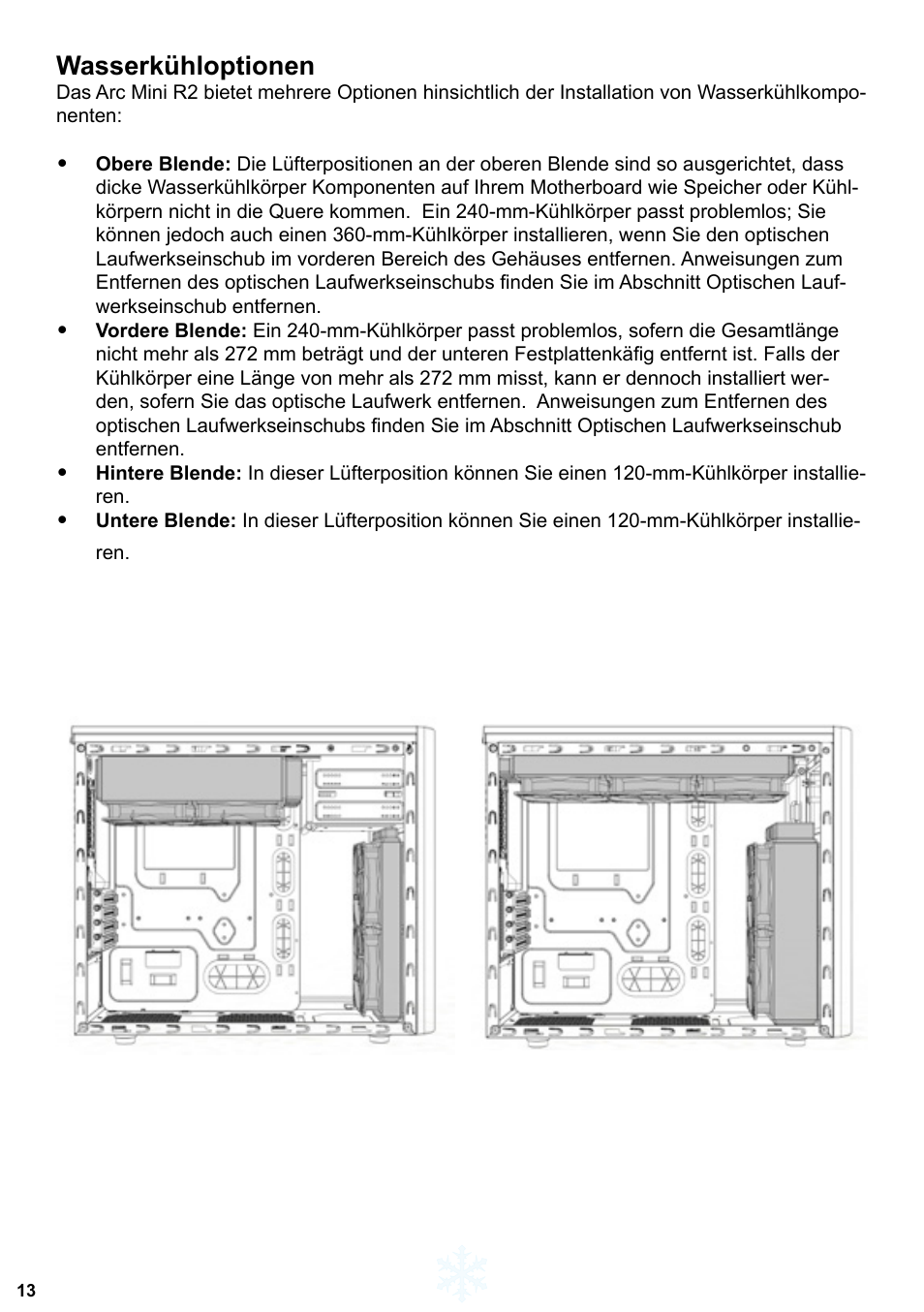 Wasserkühloptionen | Fractal Design Arc Mini R2 User Manual | Page 14 / 45