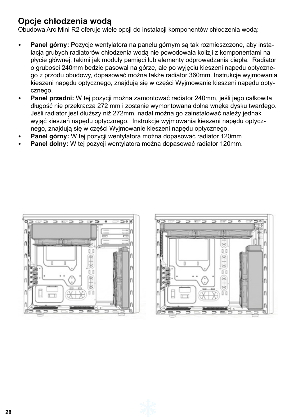Opcje chłodzenia wodą | Fractal Design Arc Mini R2 User Manual | Page 29 / 45