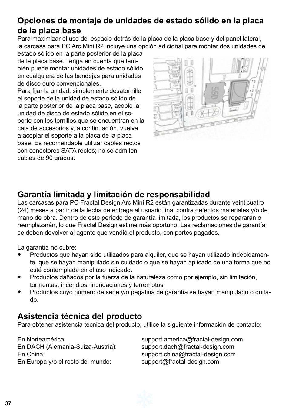 Garantía limitada y limitación de responsabilidad, Asistencia técnica del producto | Fractal Design Arc Mini R2 User Manual | Page 38 / 45