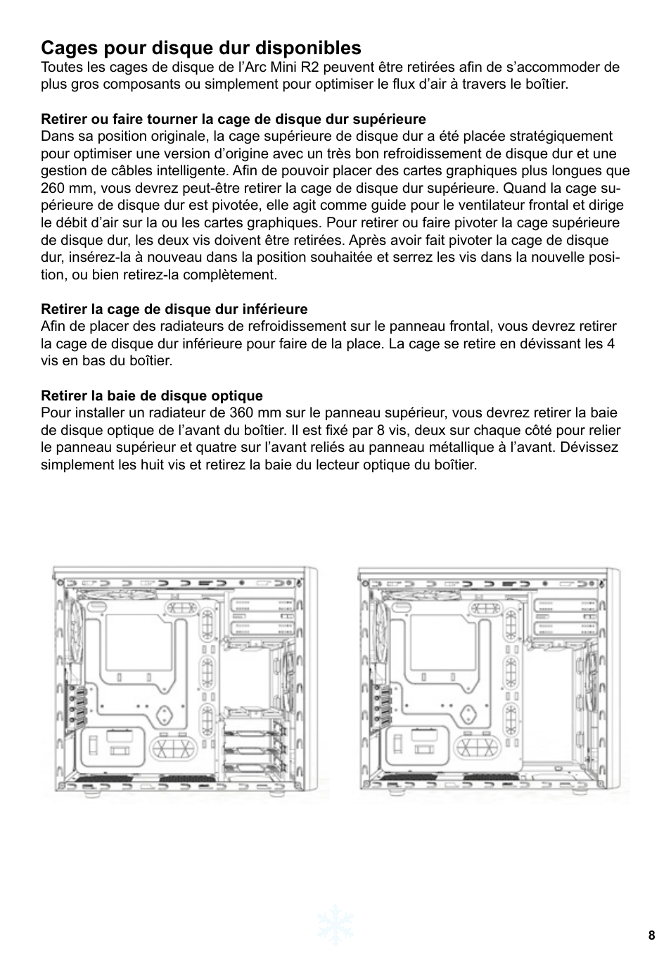 Cages pour disque dur disponibles | Fractal Design Arc Mini R2 User Manual | Page 9 / 45
