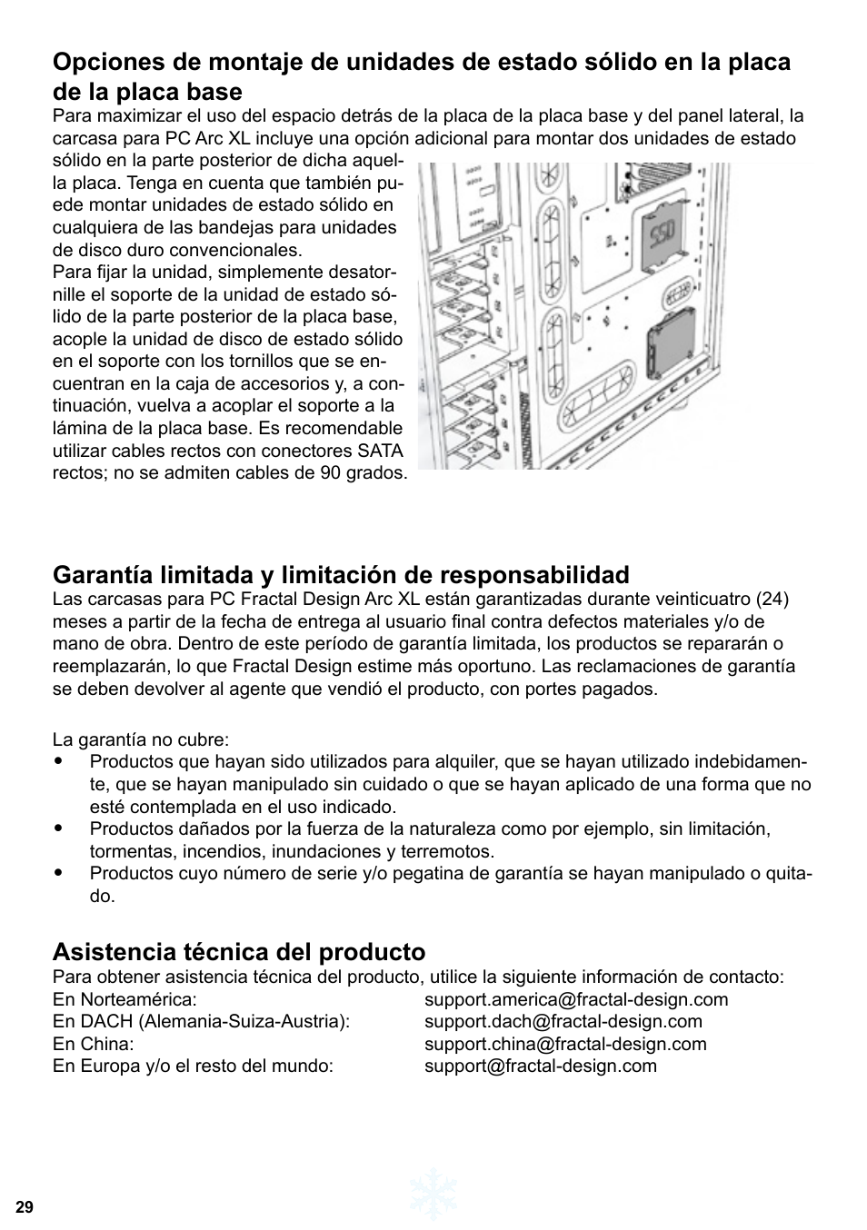Garantía limitada y limitación de responsabilidad, Asistencia técnica del producto | Fractal Design Arc XL User Manual | Page 30 / 36
