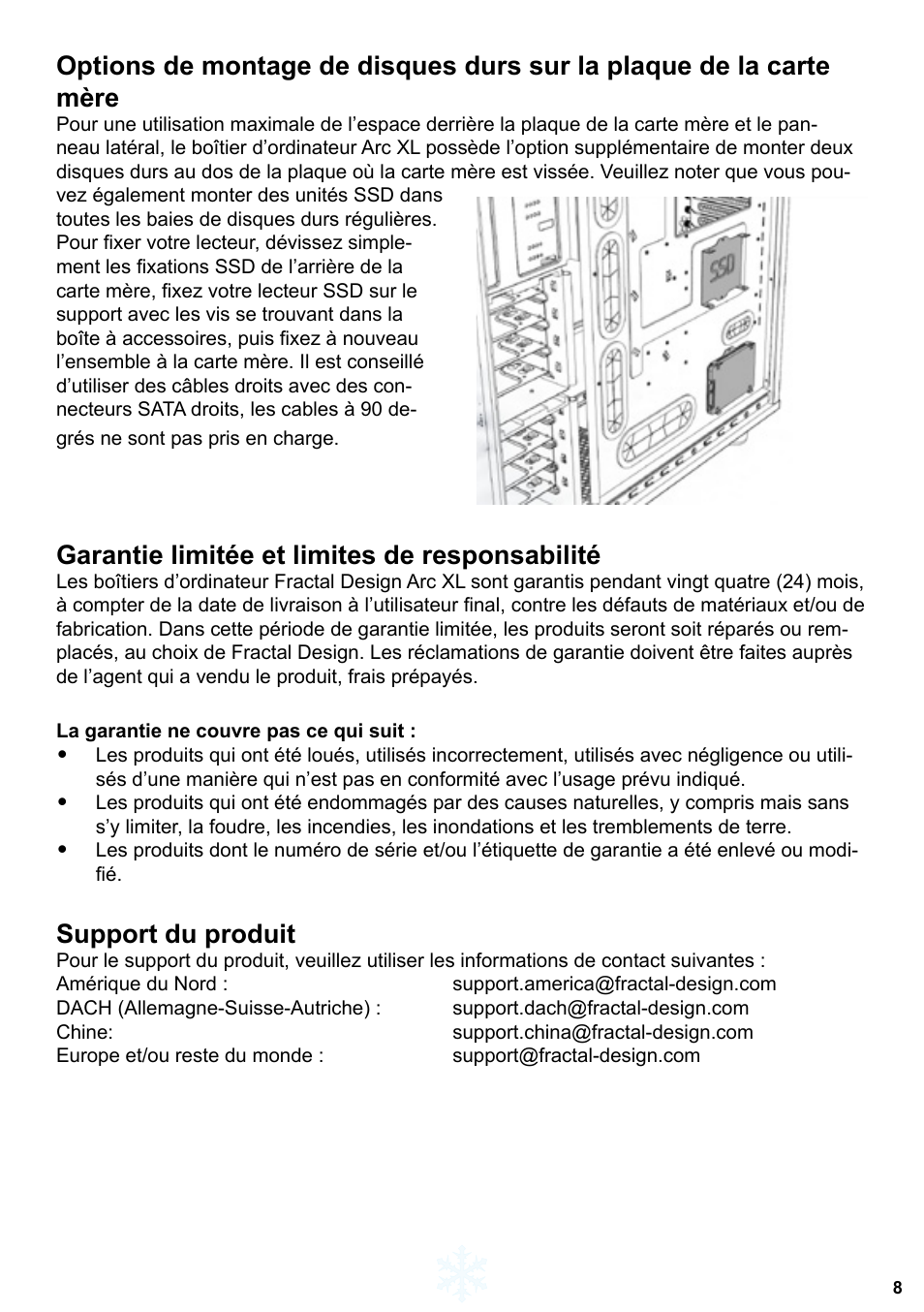 Garantie limitée et limites de responsabilité, Support du produit | Fractal Design Arc XL User Manual | Page 9 / 36