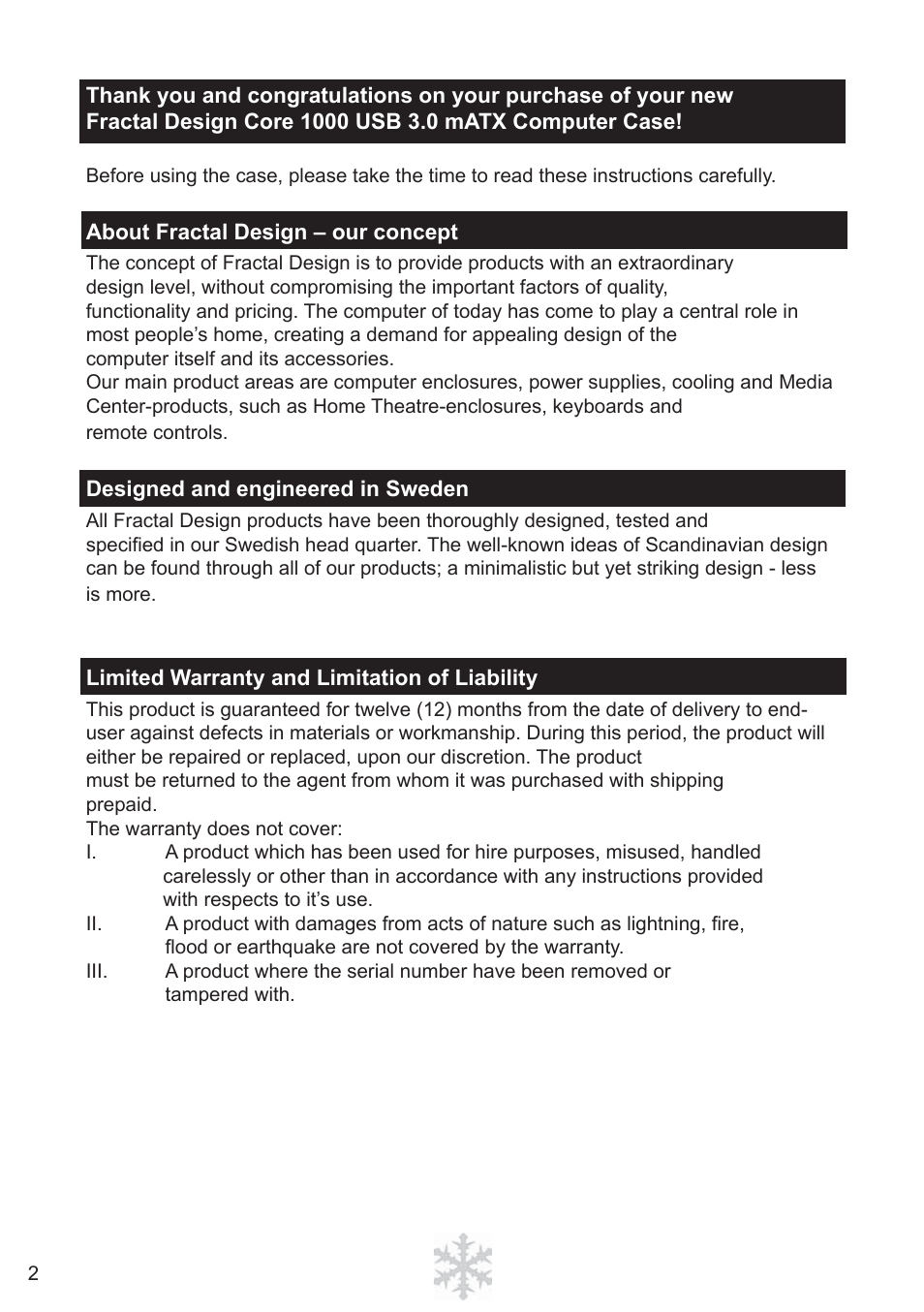 Fractal Design Core 1000 USB 3_0 User Manual | Page 4 / 38