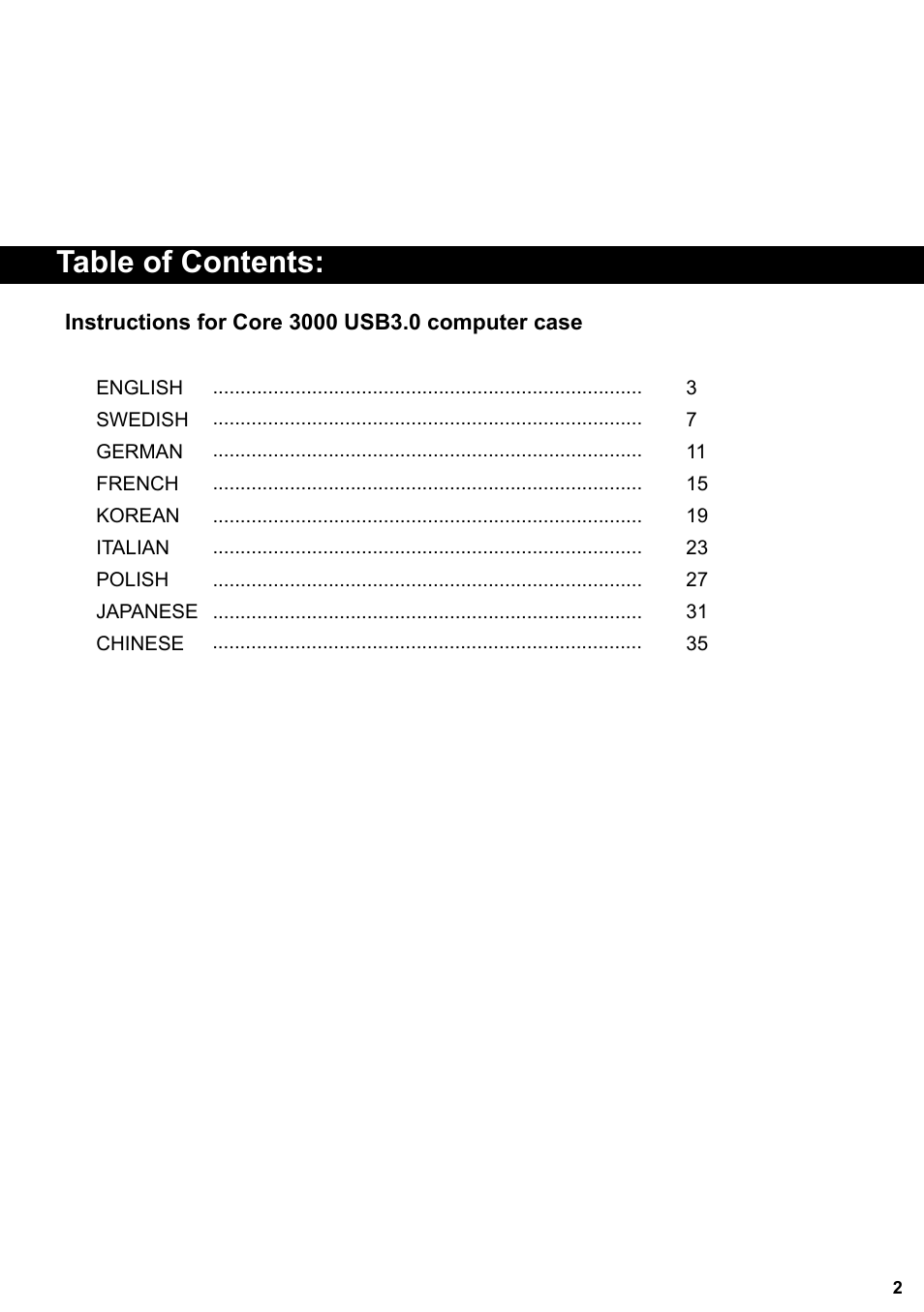 Fractal Design Core 3000 USB 3_0 User Manual | Page 3 / 38