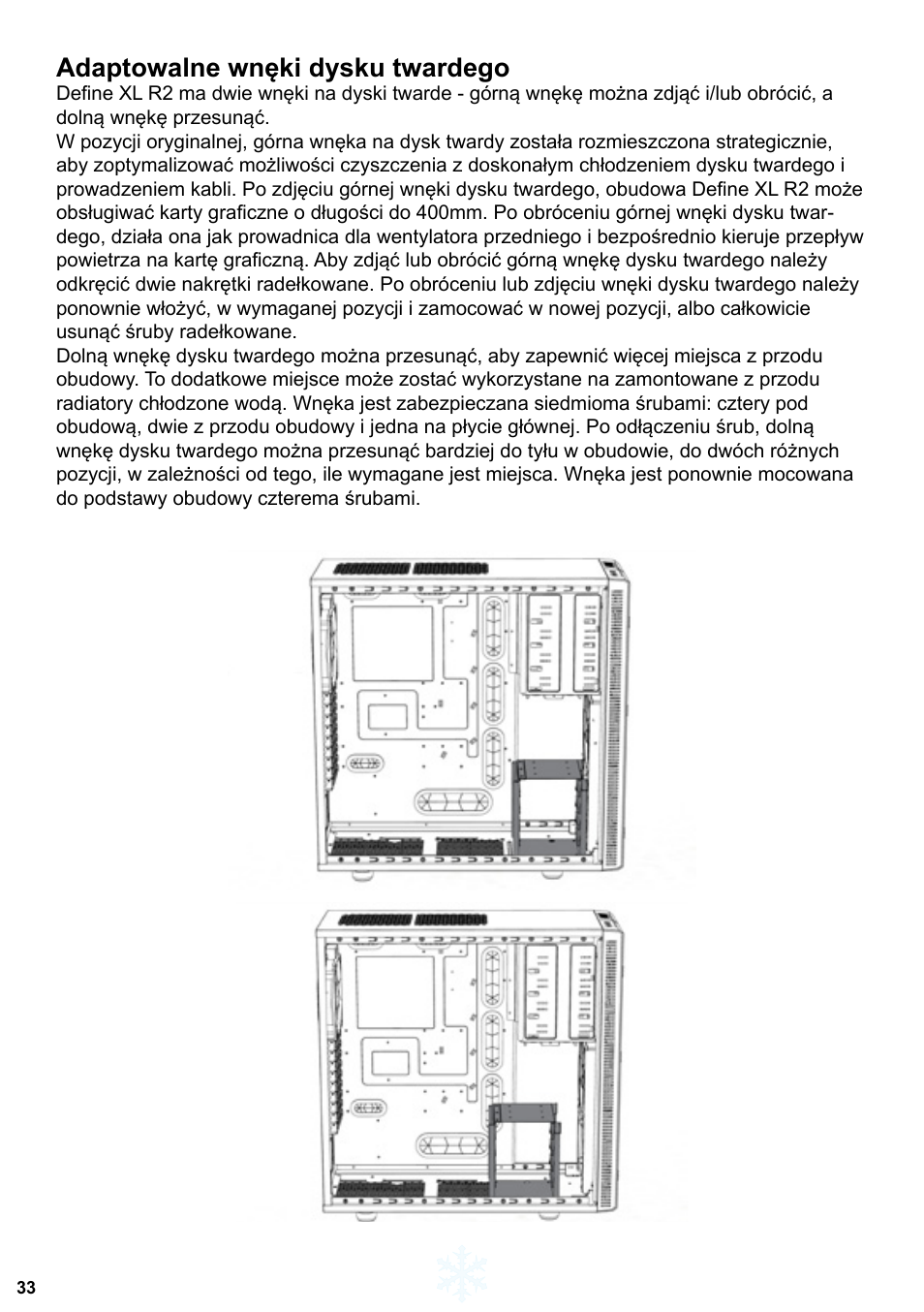 Adaptowalne wnęki dysku twardego | Fractal Design Define XL R2 Titanium Grey User Manual | Page 34 / 50