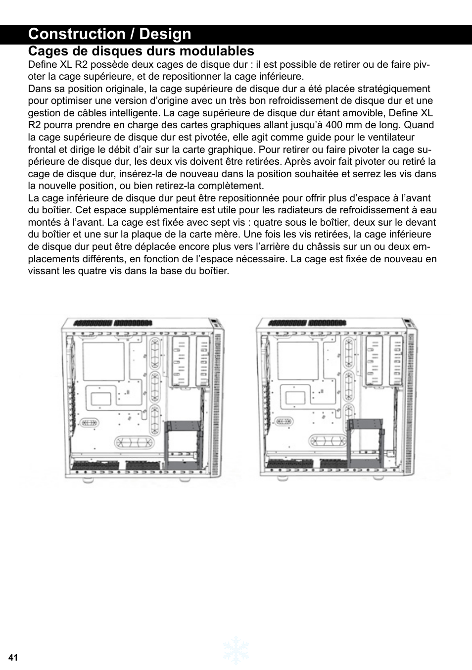 Construction / design, Cages de disques durs modulables | Fractal Design Define XL R2 Titanium Grey User Manual | Page 42 / 50