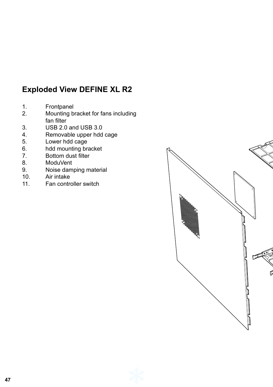 Exploded view define xl r2 | Fractal Design Define XL R2 Titanium Grey User Manual | Page 48 / 50