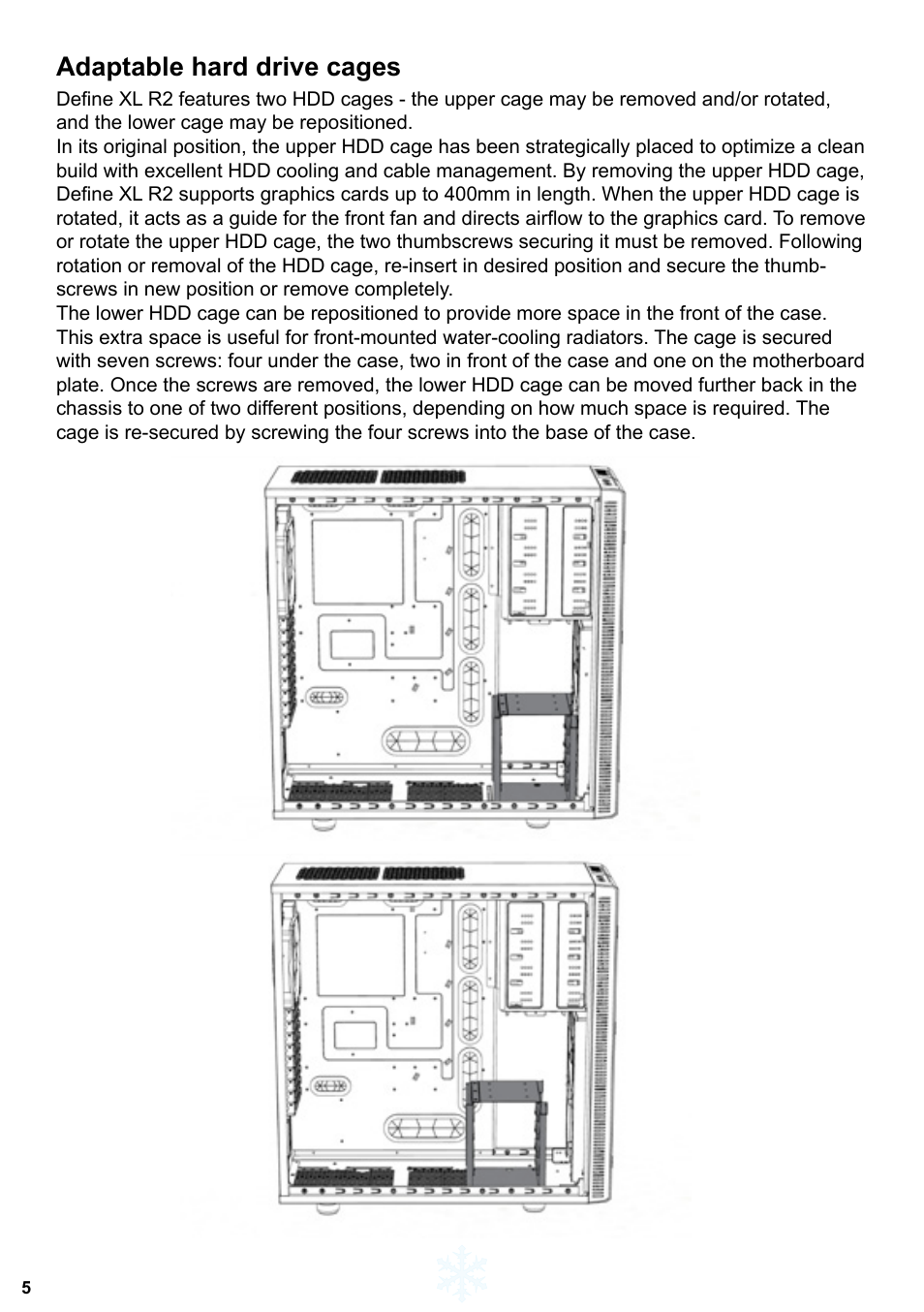 Adaptable hard drive cages | Fractal Design Define XL R2 Titanium Grey User Manual | Page 6 / 50