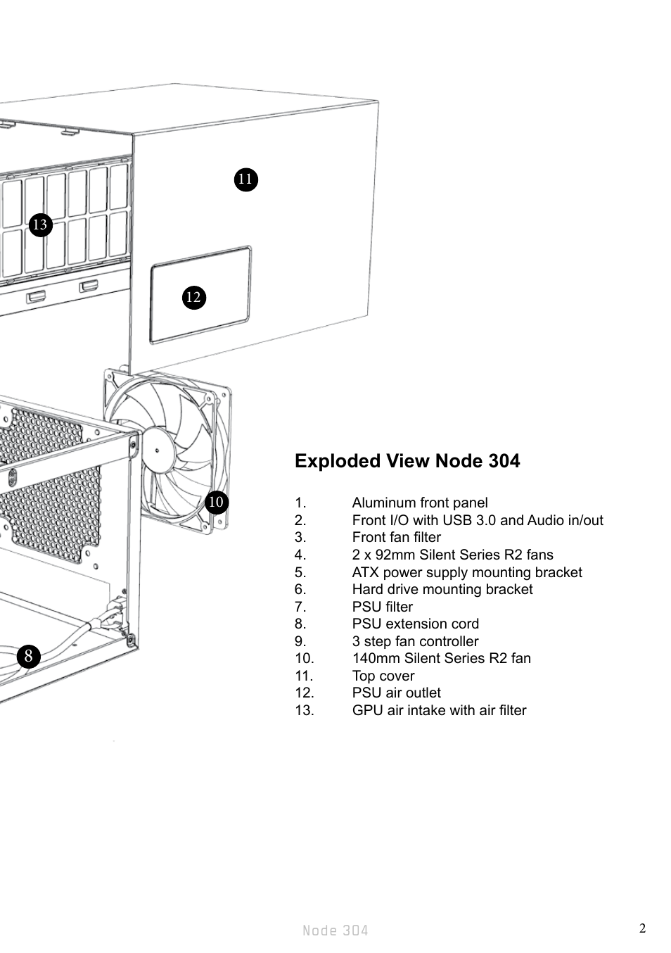 Exploded view node 304 | Fractal Design Node 304 White User Manual | Page 5 / 34