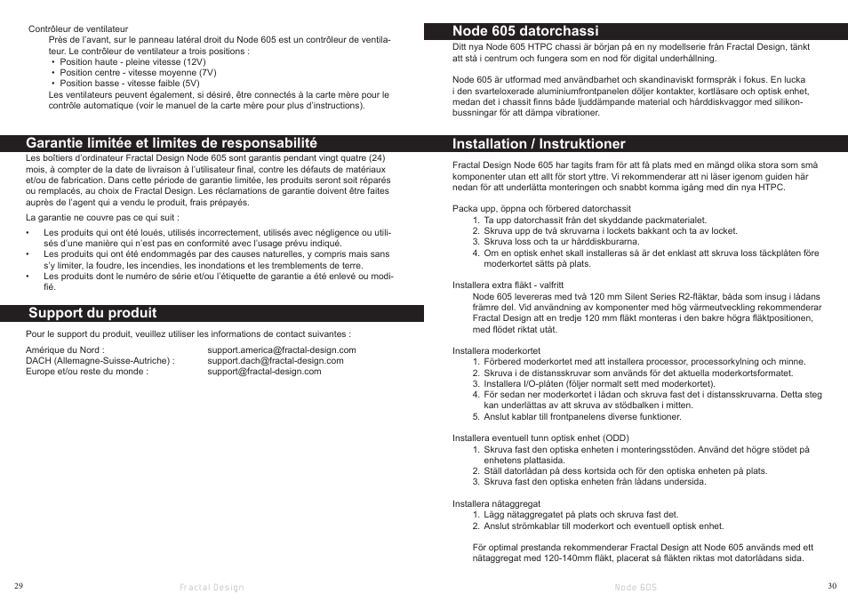 Garantie limitée et limites de responsabilité, Support du produit, Node 605 datorchassi | Installation / instruktioner | Fractal Design Node 605 User Manual | Page 17 / 19