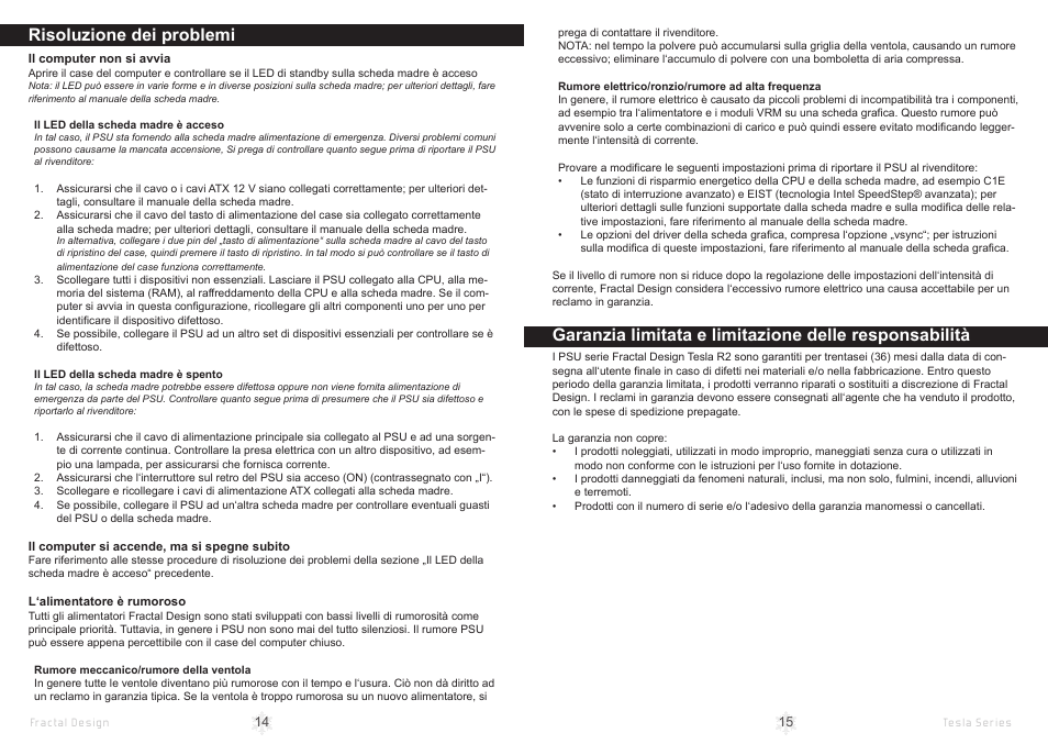 Risoluzione dei problemi | Fractal Design Tesla R2 1000W User Manual | Page 10 / 15