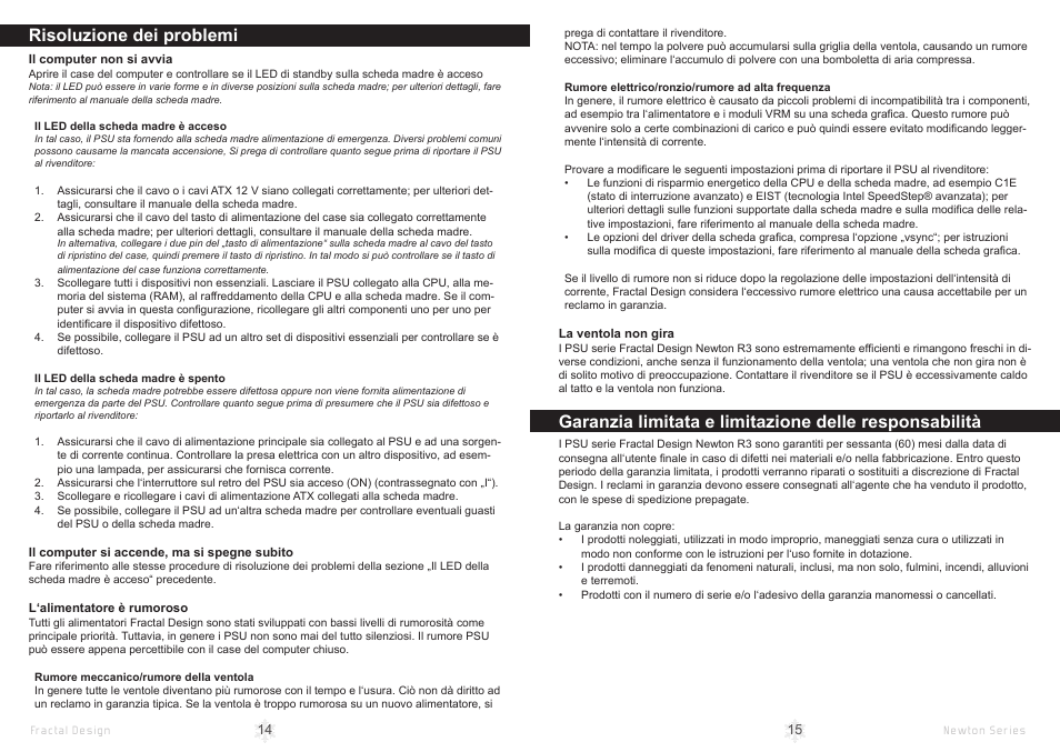 Risoluzione dei problemi | Fractal Design Newton R3 1000W White User Manual | Page 10 / 15