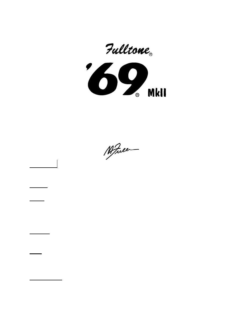 Fulltone 69 MkII User Manual | 2 pages