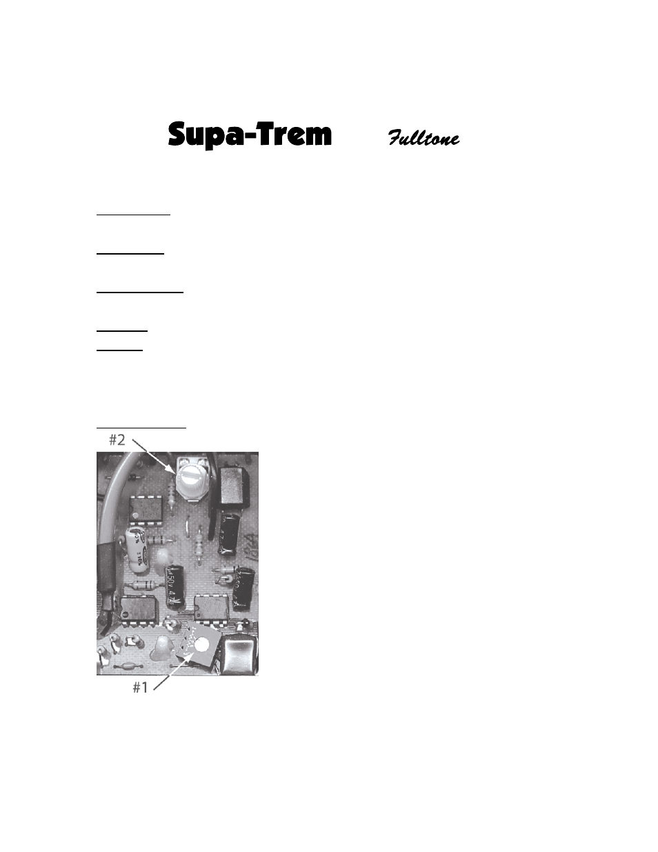 Fulltone Supa-Trem User Manual | 2 pages