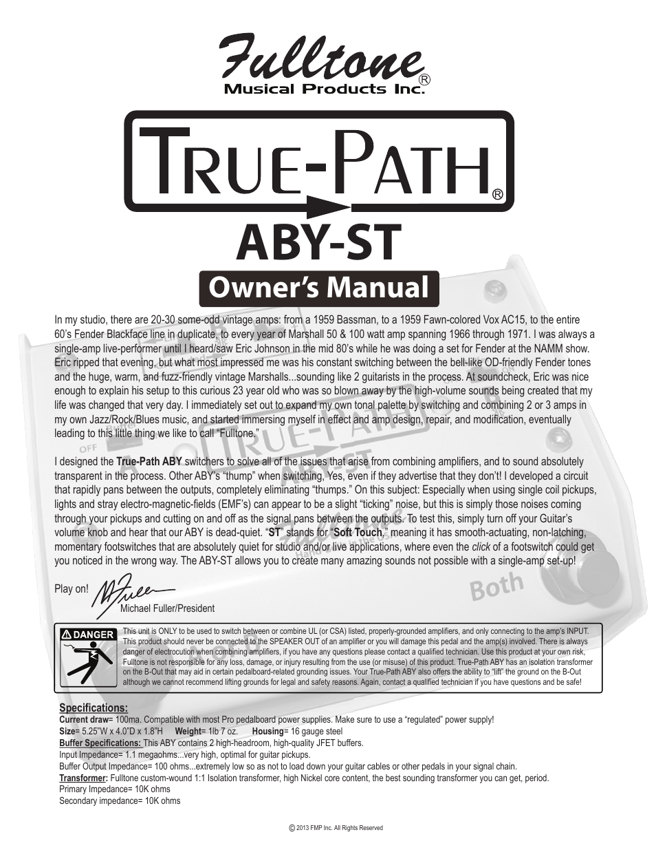 Fulltone True-Path ABY-ST User Manual | 2 pages